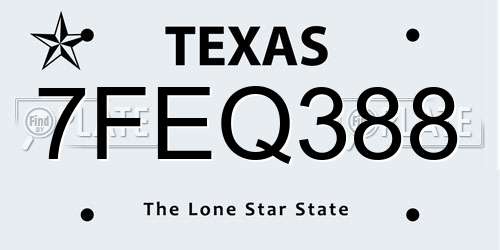 7FEQ388 Texas License Plate