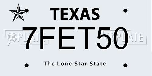 7FET50 Texas License Plate