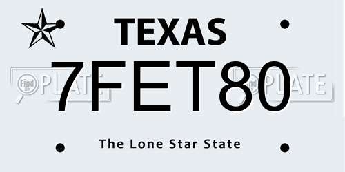 7FET80 Texas License Plate
