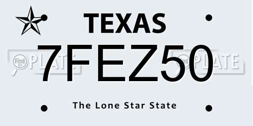 7FEZ50 Texas License Plate