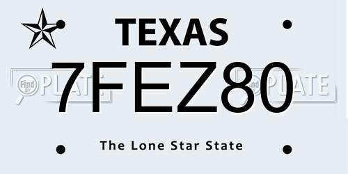 7FEZ80 Texas License Plate