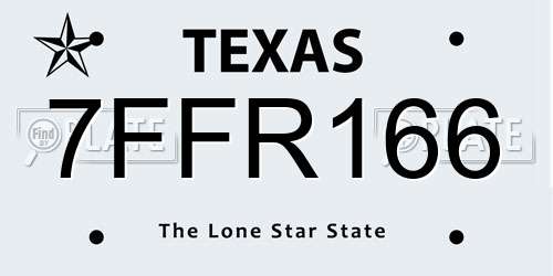 7FFR166 Texas License Plate