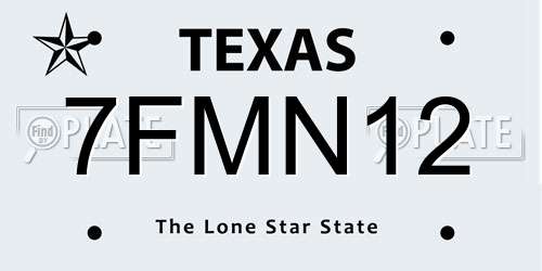 7FMN12 Texas License Plate