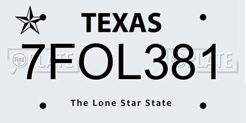 7FOL381 Texas License Plate