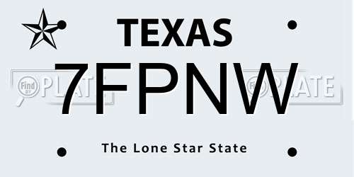 7FPNW Texas License Plate