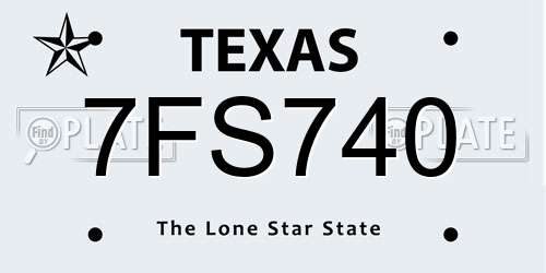 7FS740 Texas License Plate