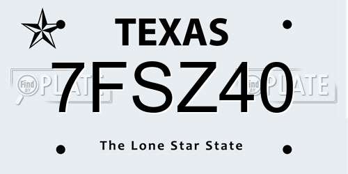 7FSZ40 Texas License Plate