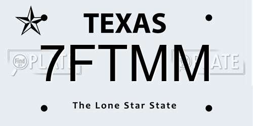 7FTMM Texas License Plate
