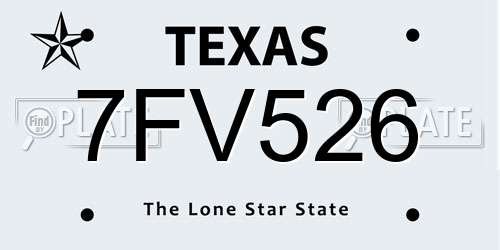 7FV526 Texas License Plate