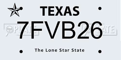 7FVB26 Texas License Plate