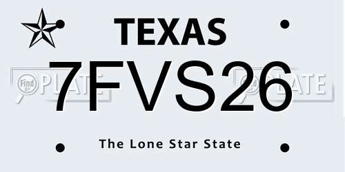 7FVS26 Texas License Plate