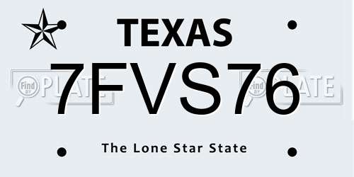 7FVS76 Texas License Plate