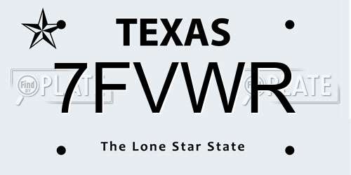 7FVWR Texas License Plate