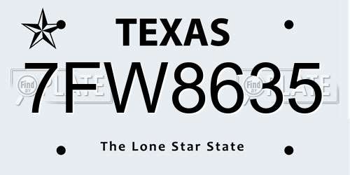 7FW8635 Texas License Plate