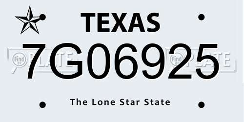 7G06925 Texas License Plate