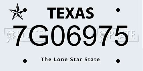 7G06975 Texas License Plate