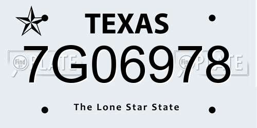 7G06978 Texas License Plate