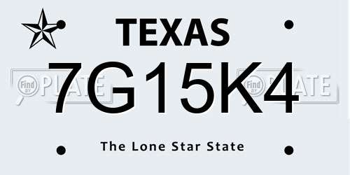 7G15K4 Texas License Plate