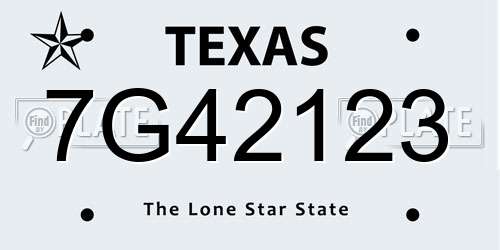 7G42123 Texas License Plate