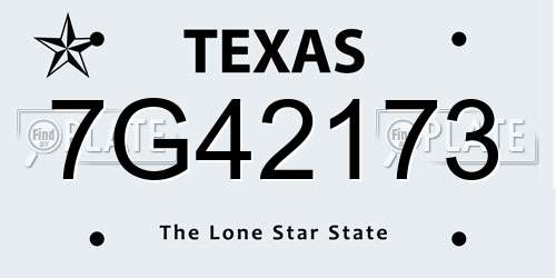 7G42173 Texas License Plate
