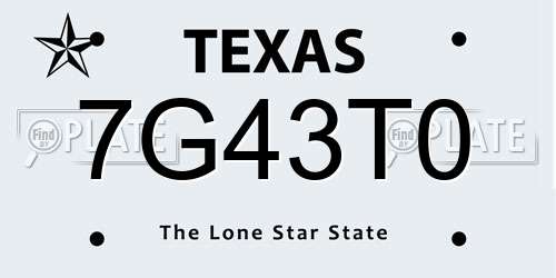 7G43T0 Texas License Plate