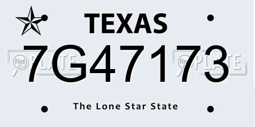 7G47173 Texas License Plate