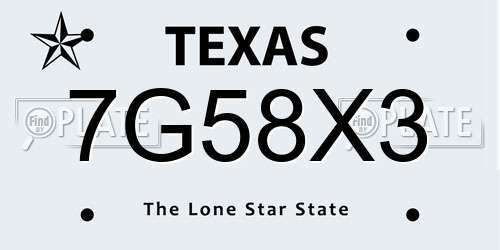7G58X3 Texas License Plate