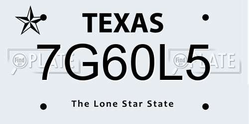 7G60L5 Texas License Plate