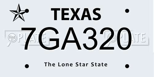 7GA320 Texas License Plate