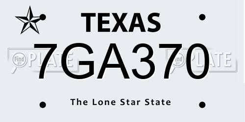 7GA370 Texas License Plate