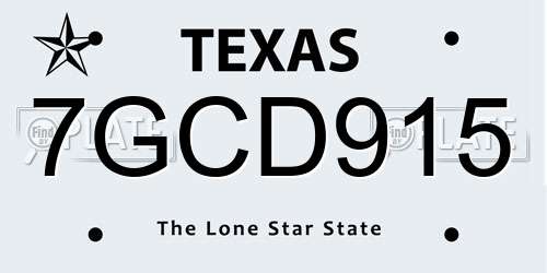 7GCD915 Texas License Plate