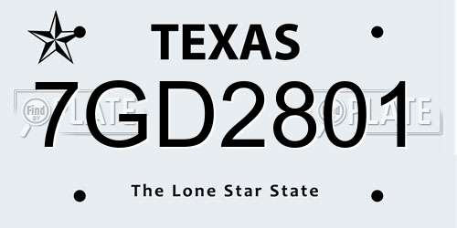 7GD2801 Texas License Plate