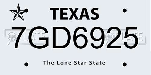 7GD6925 Texas License Plate