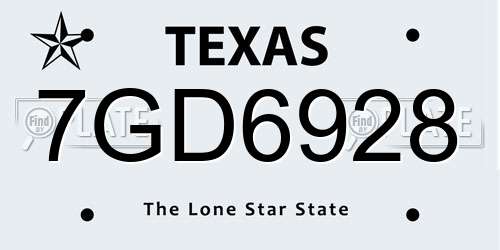 7GD6928 Texas License Plate