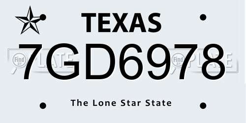 7GD6978 Texas License Plate