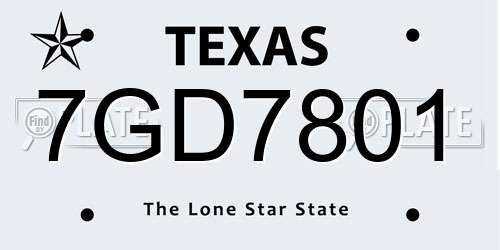 7GD7801 Texas License Plate