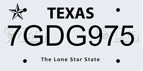 7GDG975 Texas License Plate