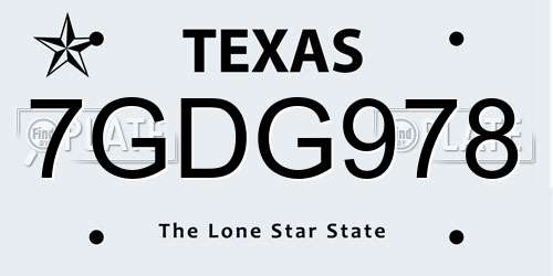 7GDG978 Texas License Plate