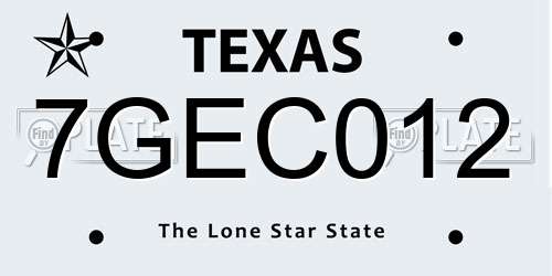 7GEC012 Texas License Plate