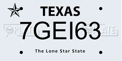 7GEI63 Texas License Plate