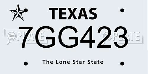 7GG423 Texas License Plate
