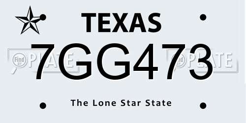 7GG473 Texas License Plate