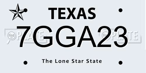 7GGA23 Texas License Plate
