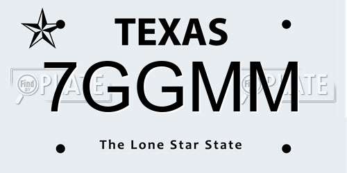 7GGMM Texas License Plate