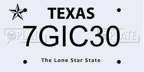 7GIC30 Texas License Plate