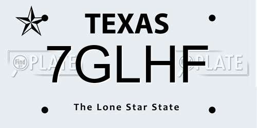 7GLHF Texas License Plate