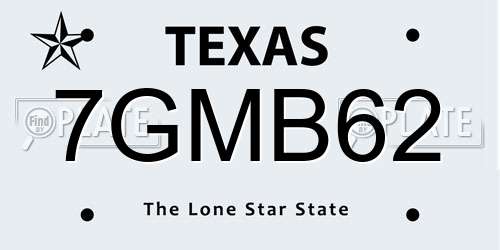 7GMB62 Texas License Plate