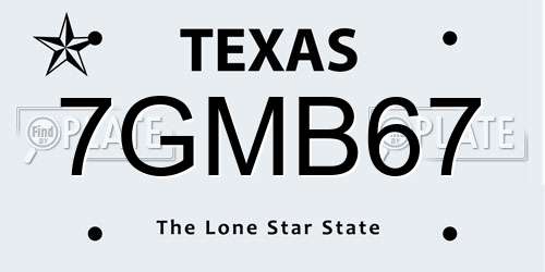7GMB67 Texas License Plate