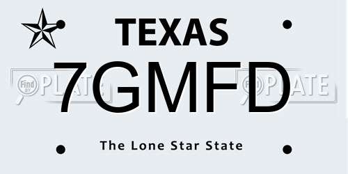 7GMFD Texas License Plate