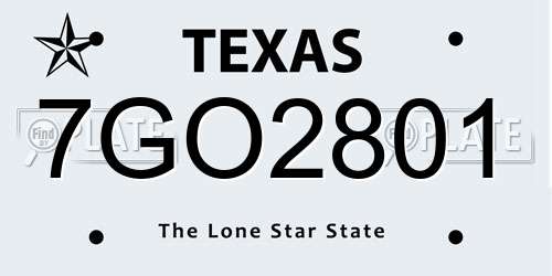 7GO2801 Texas License Plate